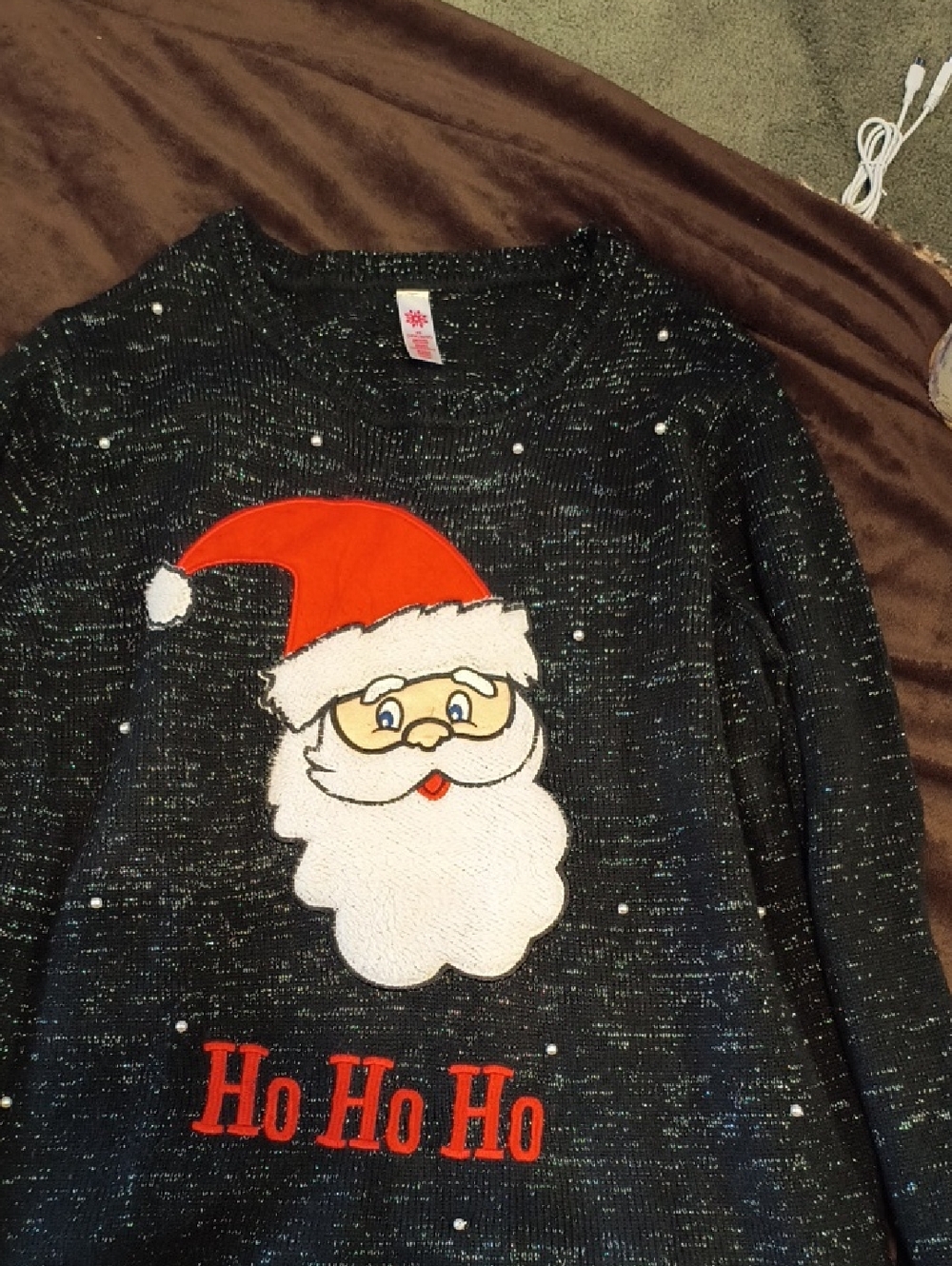 Santa HoHoHo size 2X (18w/20w) black sweater with metallic thread